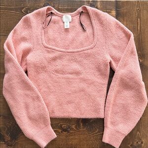H&M Pink Square Neck Women's Sweater